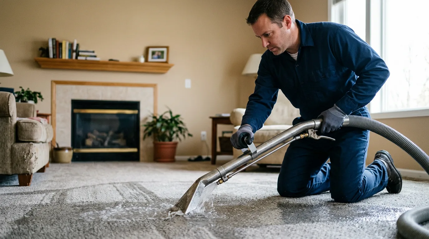 Water damage restoration technician working near Northridge, CA